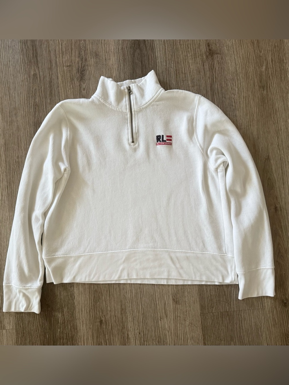 Vintage Polo Jeans Co Women’s L White Quarter Zip Sweatshirt
